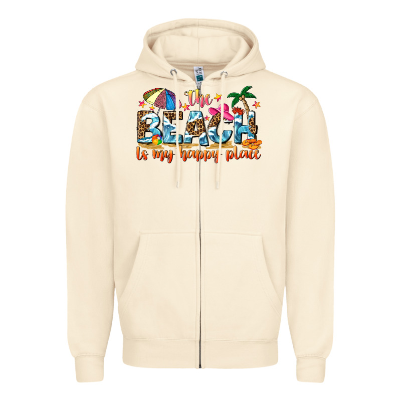 The Beach Is My Happy Place Zipper Hoodie by NancyCooperArtShop | Teevron