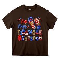 Chocolate Brown flip flops fireworks and freedom Heavy Core Tee - AdoDesignShop