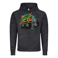 Vintage Black monster truck and t rex dinosaur Vintage Hoodie - MaliasSmallBusiness