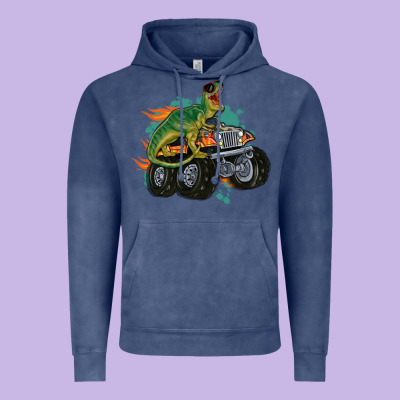 Monster Truck And T Rex Dinosaur Vintage Hoodie Designed By Maliassmallbusiness