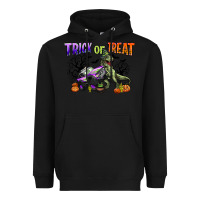 Black trick or treat with monster truck and t rex Heavyweight Hoodie - CowGirlArtShop
