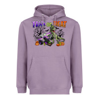 Lavender trick or treat with monster truck and t rex Heavyweight Hoodie - CowGirlArtShop
