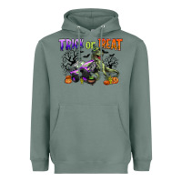 Trick Or Treat With Monster Truck And T Rex Heavyweight Hoodie | Teevron