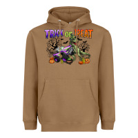 Toasted Coconut trick or treat with monster truck and t rex Heavyweight Hoodie - CowGirlArtShop