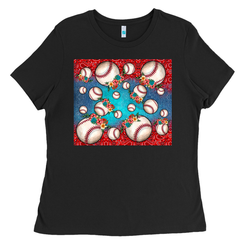 Baseball Paisley And Jean Pattern Ladies Tee by JahusDesignShop | Teevron