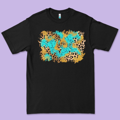 Glitter Leopard Turquoise Background Premium Tee Designed By Adodesignshop