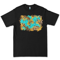 Black glitter leopard turquoise background Premium Tee - AdoDesignShop