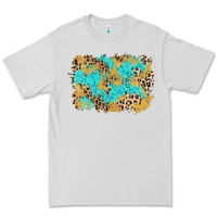 Dove Grey glitter leopard turquoise background Premium Tee - AdoDesignShop