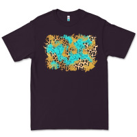 Plum glitter leopard turquoise background Premium Tee - AdoDesignShop