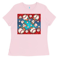 Bubblegum Pink baseball paisley and jean pattern Ladies Tee - JahusDesignShop