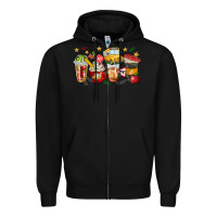 Black school bus coffee cups Zipper Hoodie - NancyCooperArtShop