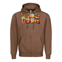 Chestnut school bus coffee cups Zipper Hoodie - NancyCooperArtShop
