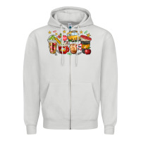 Dove Grey school bus coffee cups Zipper Hoodie - NancyCooperArtShop