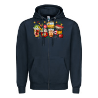 Navy school bus coffee cups Zipper Hoodie - NancyCooperArtShop