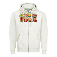 Oatmeal Heather school bus coffee cups Zipper Hoodie - NancyCooperArtShop
