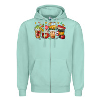 Seafoam school bus coffee cups Zipper Hoodie - NancyCooperArtShop