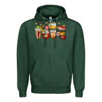 Sports Green school bus coffee cups Zipper Hoodie - NancyCooperArtShop
