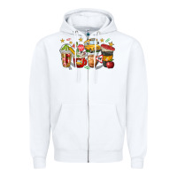 White school bus coffee cups Zipper Hoodie - NancyCooperArtShop