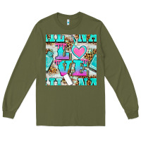 Army Green love nail and polish with leopard seamless pattern bbs Long Sleeve Tee - BundleAndBundleShop