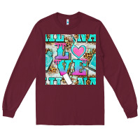 Burgundy love nail and polish with leopard seamless pattern bbs Long Sleeve Tee - BundleAndBundleShop