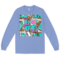 Colony Blue love nail and polish with leopard seamless pattern bbs Long Sleeve Tee - BundleAndBundleShop