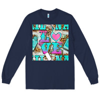 Navy love nail and polish with leopard seamless pattern bbs Long Sleeve Tee - BundleAndBundleShop