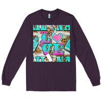 Plum love nail and polish with leopard seamless pattern bbs Long Sleeve Tee - BundleAndBundleShop