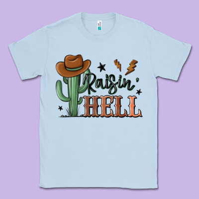 Raisin Hell Cowboy Cactus Classic Tee Designed By Maliassmallbusiness