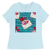 Baby Blue valentines day envelope with hearts Ladies Tee - BundleAndBundleShop