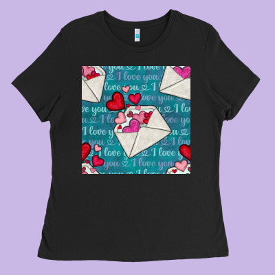 Valentines Day Envelope With Hearts Ladies Tee Designed By Bundleandbundleshop