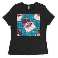 Black valentines day envelope with hearts Ladies Tee - BundleAndBundleShop
