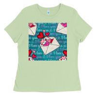 Matcha valentines day envelope with hearts Ladies Tee - BundleAndBundleShop
