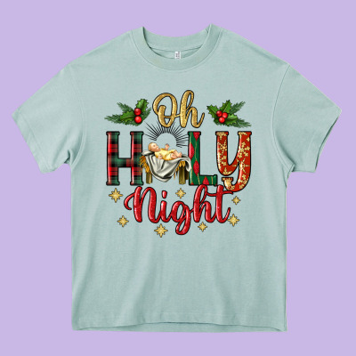 Oh Holy Night Heavy Core Tee Designed By Bundleandbundleshop