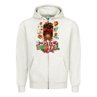 Oatmeal Heather Santa's Favorite Dental Assistant Afro Messy Bun Zipper Hoodie - texasbilliewilder