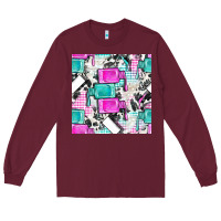 Burgundy nail polish with cowhide and plaid seamless pattern bbs Long Sleeve Tee - BundleAndBundleShop