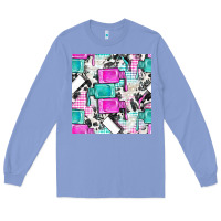 Colony Blue nail polish with cowhide and plaid seamless pattern bbs Long Sleeve Tee - BundleAndBundleShop