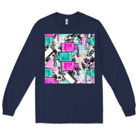 Navy nail polish with cowhide and plaid seamless pattern bbs Long Sleeve Tee - BundleAndBundleShop