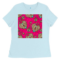 Baby Blue valentines day lock and key seamless pattern Ladies Tee - BundleAndBundleShop