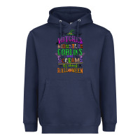 Navy witches monsters goblins and screams its almost halloween Heavyweight Hoodie - CowGirlArtShop
