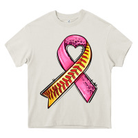 Cream breast cancer sport ribbons Heavy Core Tee - AdoDesignShop