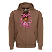 Chestnut pray fight believe breast cancer afro messy Zipper Hoodie - texasbilliewilder