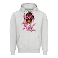 Dove Grey pray fight believe breast cancer afro messy Zipper Hoodie - texasbilliewilder