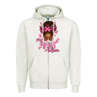 Oatmeal Heather pray fight believe breast cancer afro messy Zipper Hoodie - texasbilliewilder