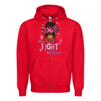 Red pray fight believe breast cancer afro messy Zipper Hoodie - texasbilliewilder