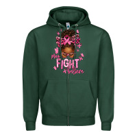 Sports Green pray fight believe breast cancer afro messy Zipper Hoodie - texasbilliewilder