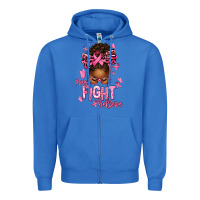 True Royal pray fight believe breast cancer afro messy Zipper Hoodie - texasbilliewilder