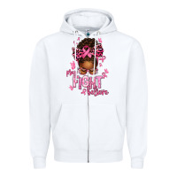 White pray fight believe breast cancer afro messy Zipper Hoodie - texasbilliewilder