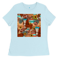 Baby Blue football hereford sunflower seamless pattern Ladies Tee - JahusDesignShop