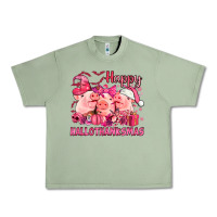 Oil Green Happy Hallothanksmas Pigs pink Urban Heavy Tee - NancyCooperArtShop