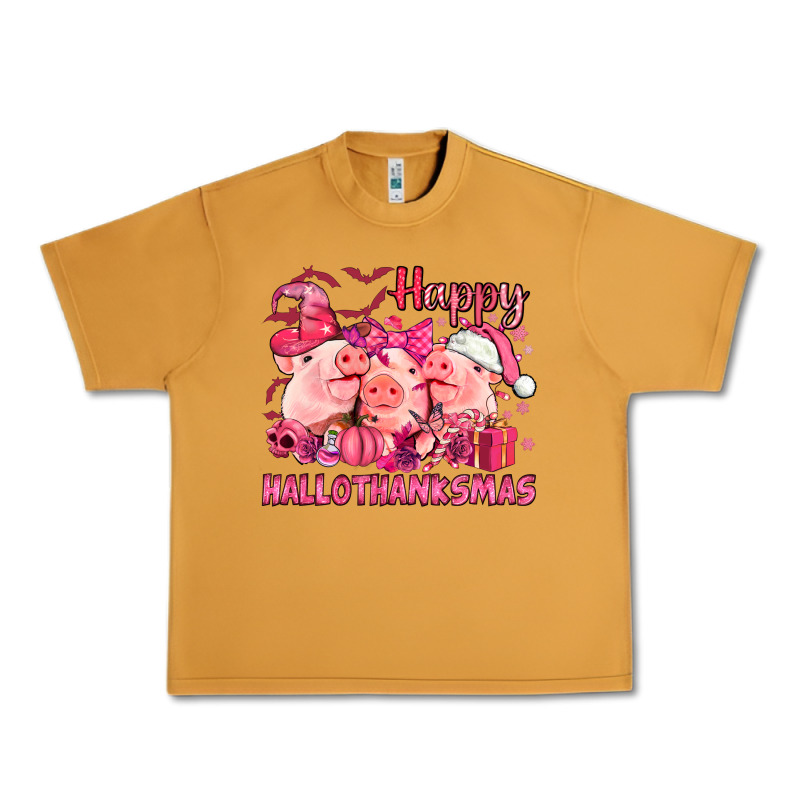Happy Hallothanksmas Pigs Pink Urban Heavy Tee by NancyCooperArtShop | Teevron